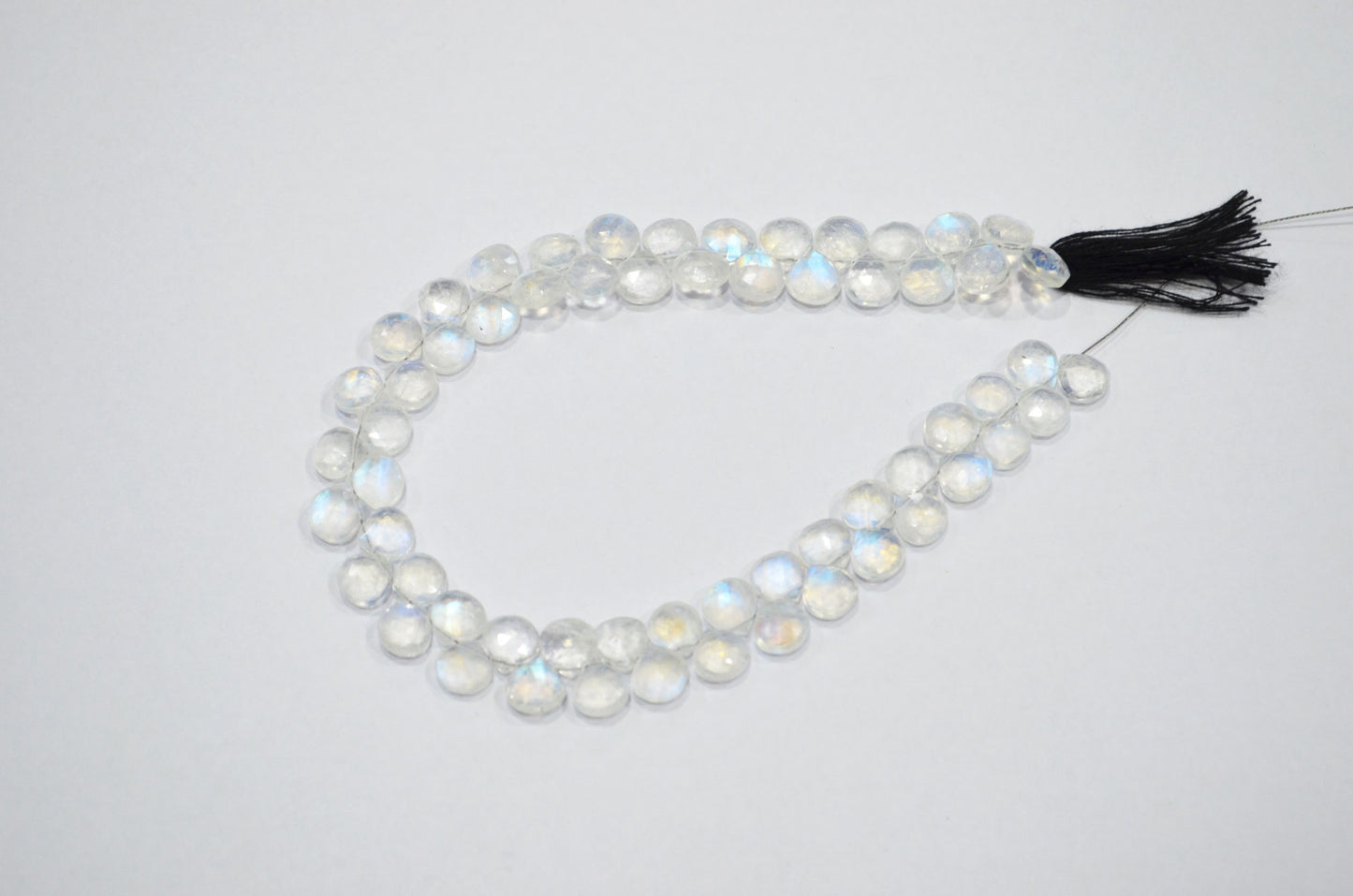 Natural Rainbow Moonstone Heart Shape Beads , 9 Inches , 7x7 mm , 32217