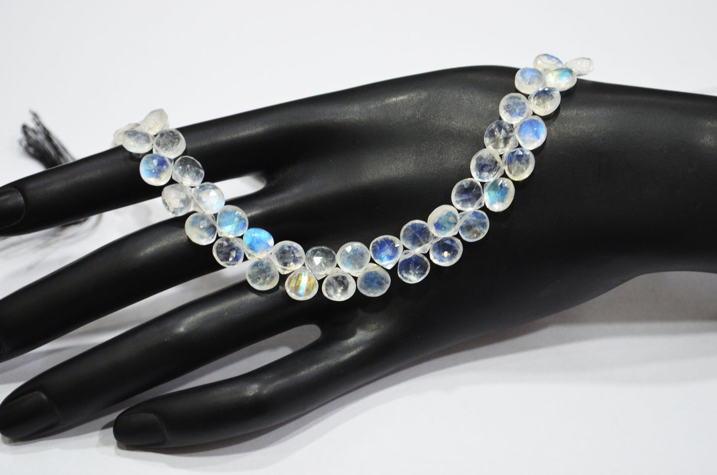 Natural Rainbow Moonstone Heart Shape Beads , 9 Inches , 7x7 mm , 32217
