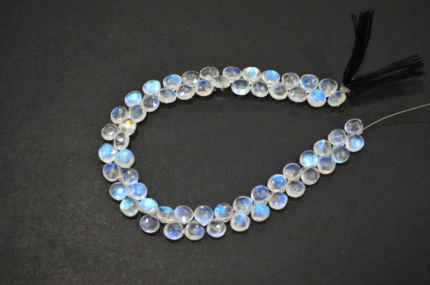 Natural Rainbow Moonstone Heart Shape Beads , 9 Inches , 7x7 mm , 32217