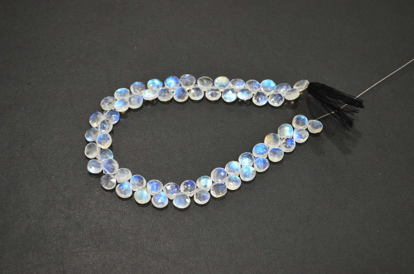 Natural Rainbow Moonstone Heart Shape Beads , 9 Inches , 6.50x6.50 mm , 32220