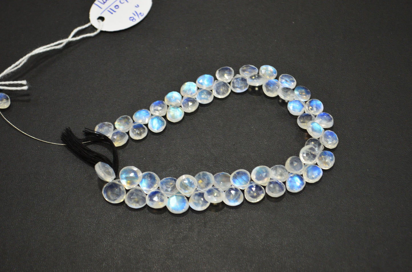 Natural Rainbow Moonstone Heart Shape Beads , 8.50 Inches , 7.50x7.50 - 10x10 mm , 32222