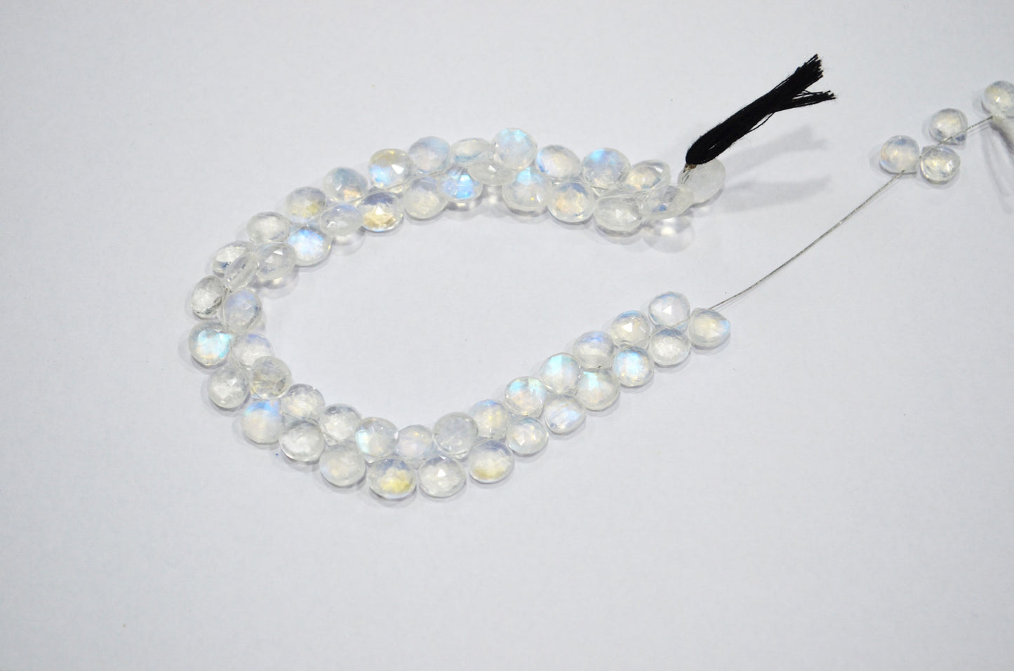 Natural Rainbow Moonstone Heart Shape Beads , 8.50 Inches , 7.50x7.50 - 10x10 mm , 32222
