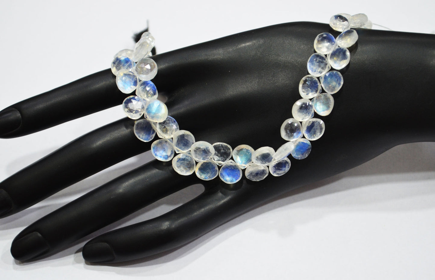 Natural Rainbow Moonstone Heart Shape Beads , 8.50 Inches , 7.50x7.50 - 10x10 mm , 32222