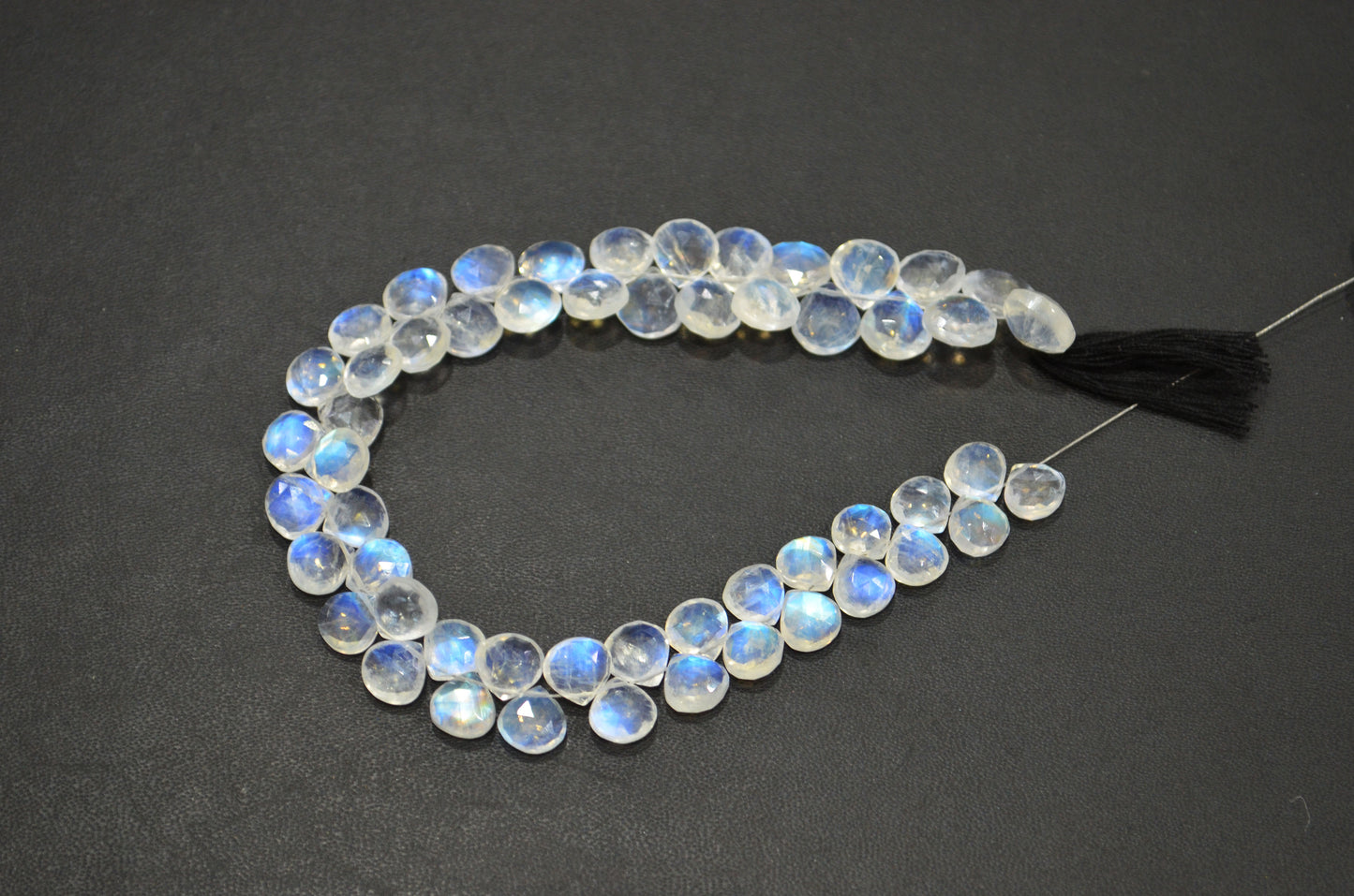 Natural Rainbow Moonstone Heart Shape Beads , 8.50 Inches , 7.50x7.50 - 10x10 mm , 32222