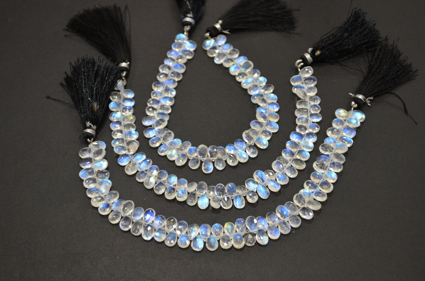 Natural Rainbow Moonstone Pear Shape Beads , Sold By Strand , 8 Inches , 5x8 - 5.50x9 mm , 32227