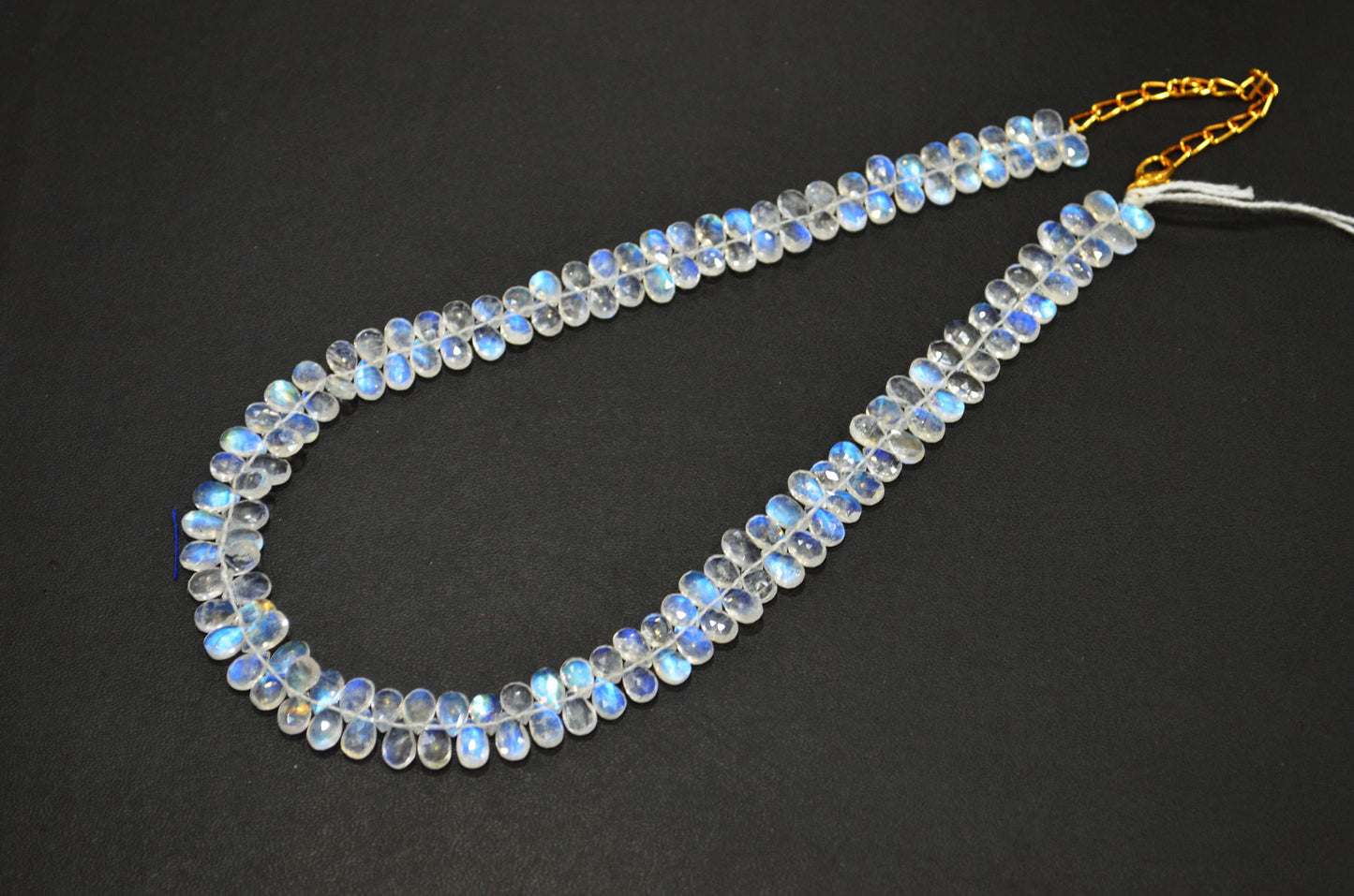 Rainbow Moonstone Faceted Pear Shape Necklace With Lobster Lock And Adjustable Chain , 15.50 Inches , 5x8 mm , 32229
