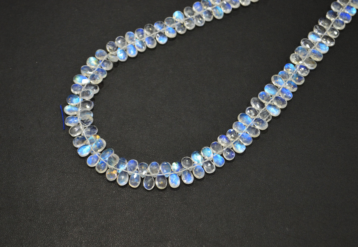 Rainbow Moonstone Faceted Pear Shape Necklace With Lobster Lock And Adjustable Chain , 15.50 Inches , 5x8 mm , 32229