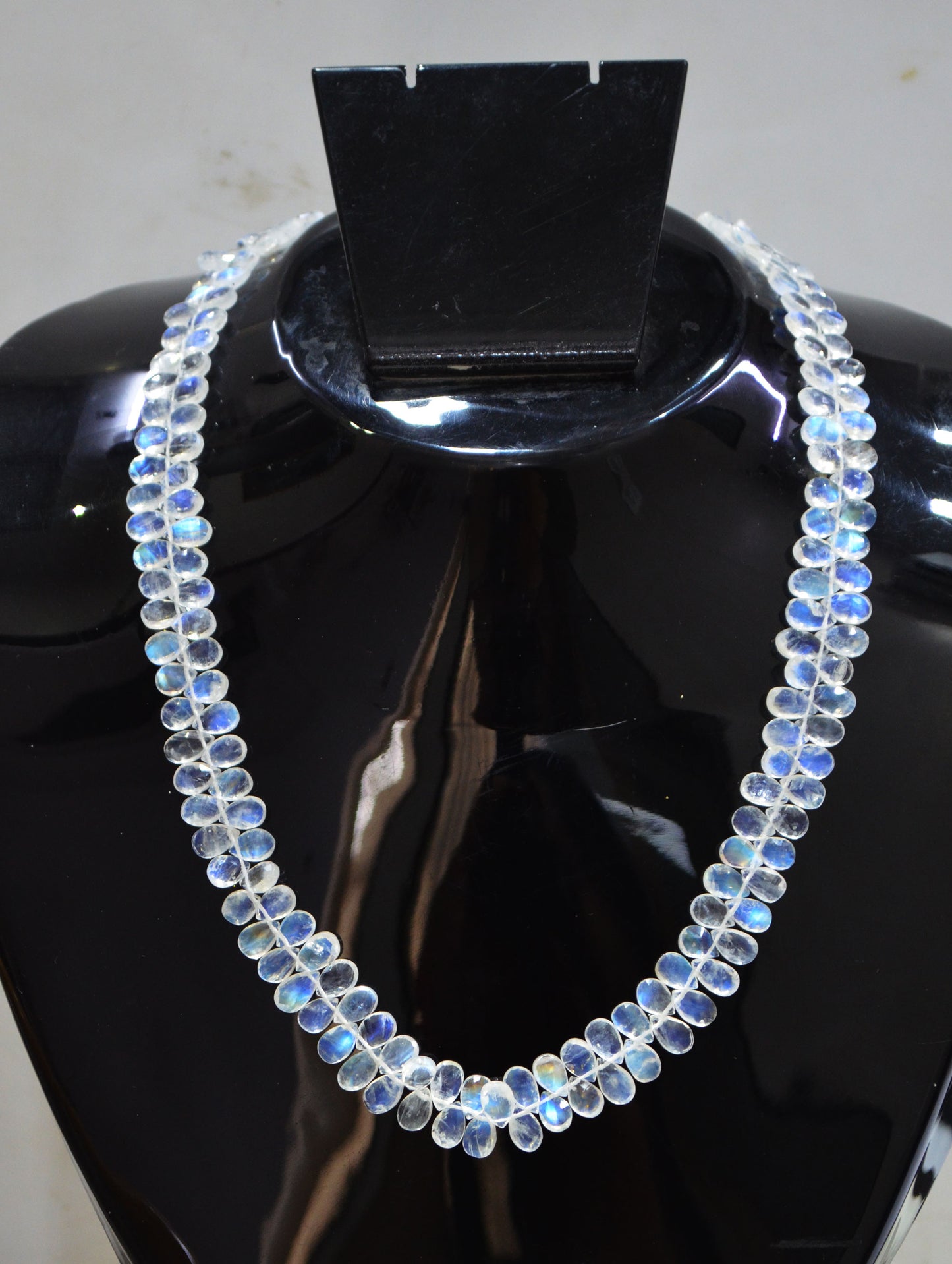 Rainbow Moonstone Faceted Pear Shape Necklace With Lobster Lock And Adjustable Chain , 15.50 Inches , 5x8 mm , 32229
