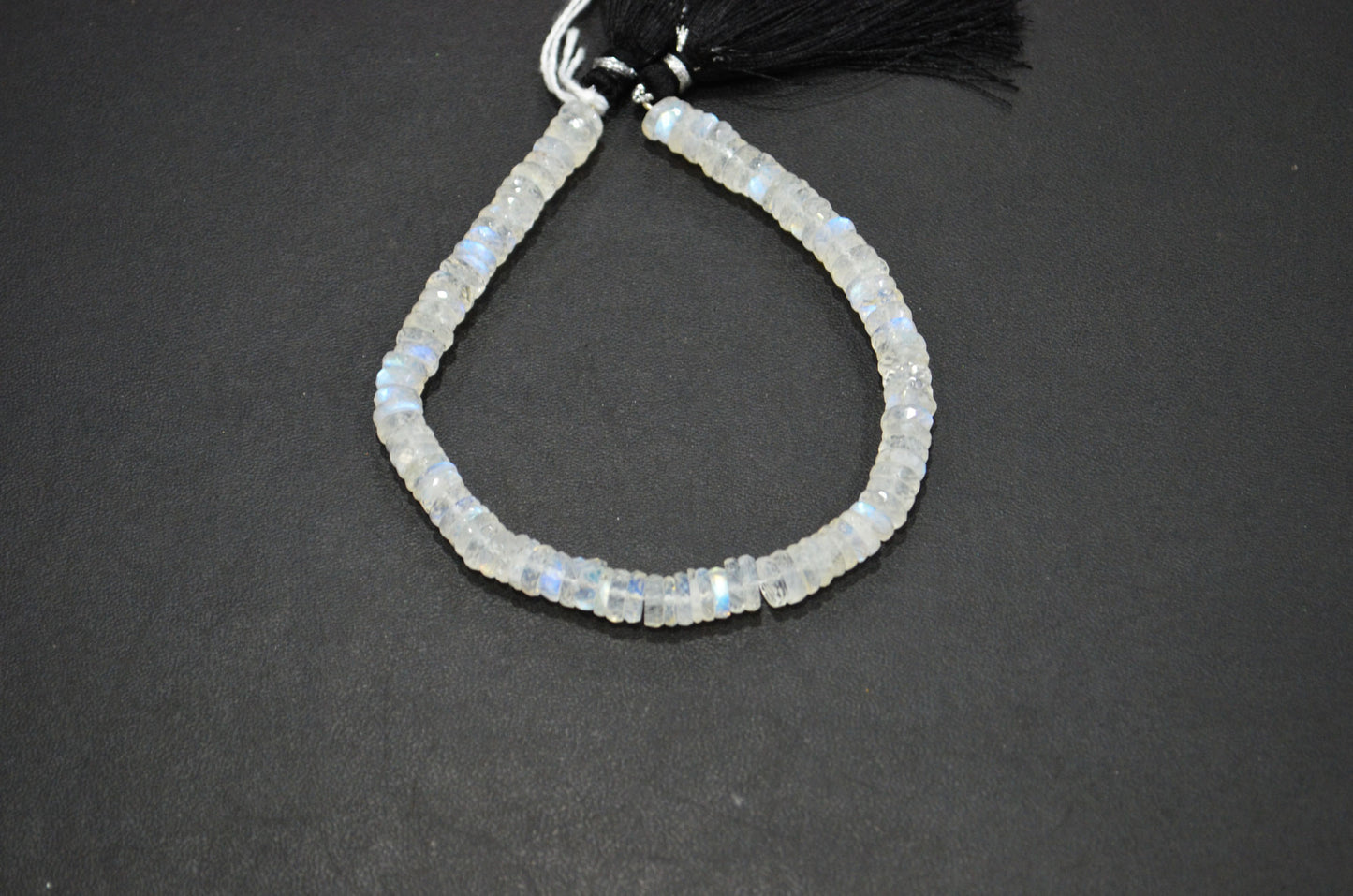 Natural Rainbow Moonstone Heishi Tyre Shape Beads , 8 Inches , 6.75 mm , 32235