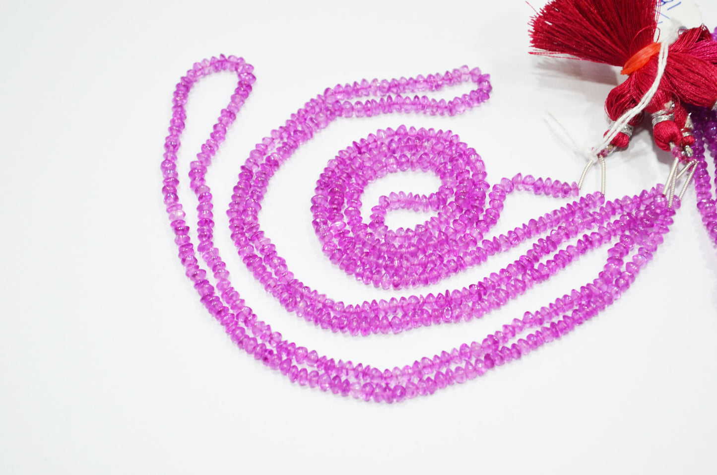 Rainbow Pearl Hot Pink Coated Natural Rock Crystal Uneven Button Shape Smooth Beads , Sold By Strand , 18 Inches , 4.25 - 4.50 mm , 32246