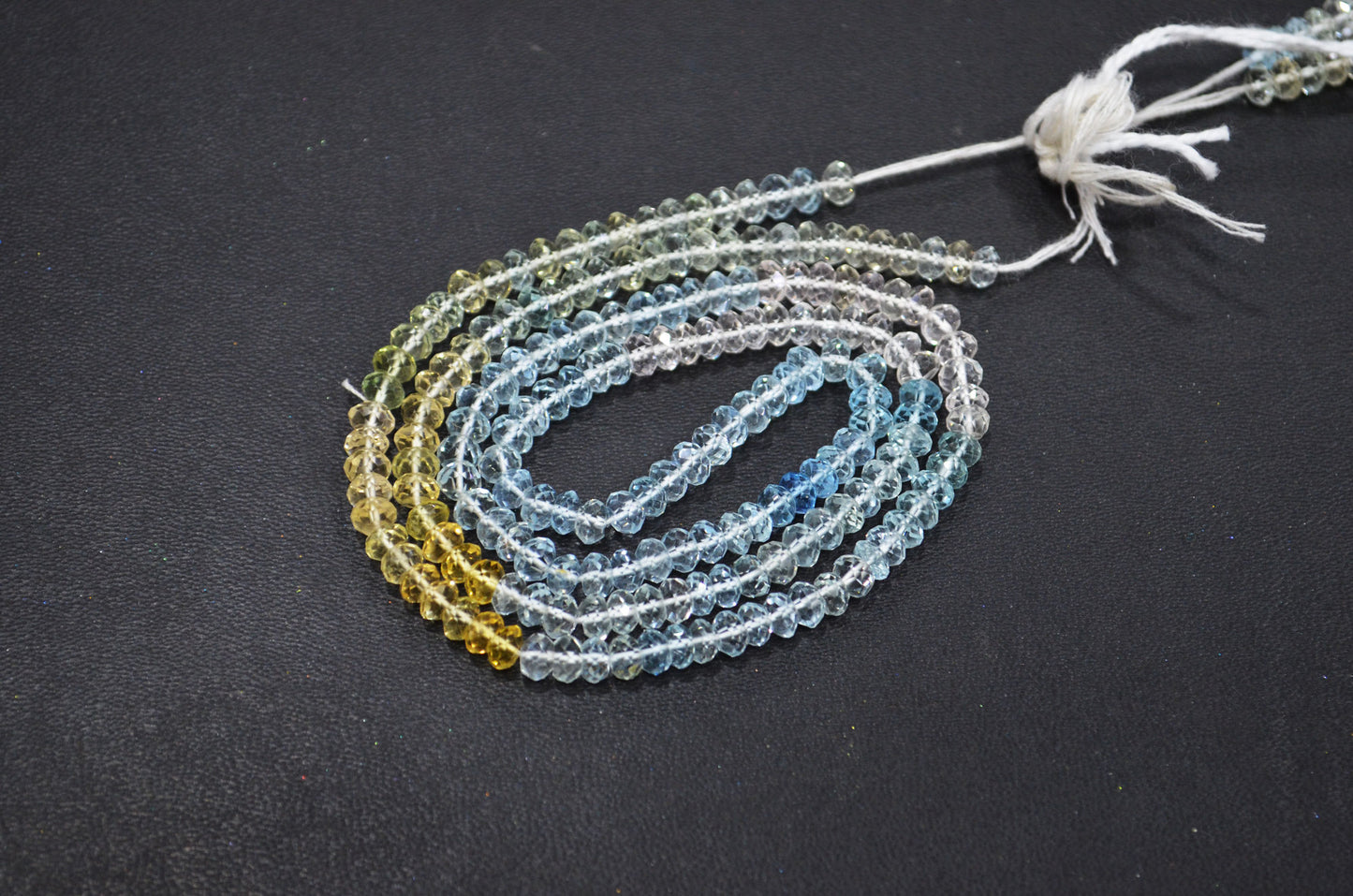 AAA Natural Multi Aquamarine Faceted Rondelle Shape Beads , Sold By Strand , 4.50 mm , 18.50 Inches , 32248