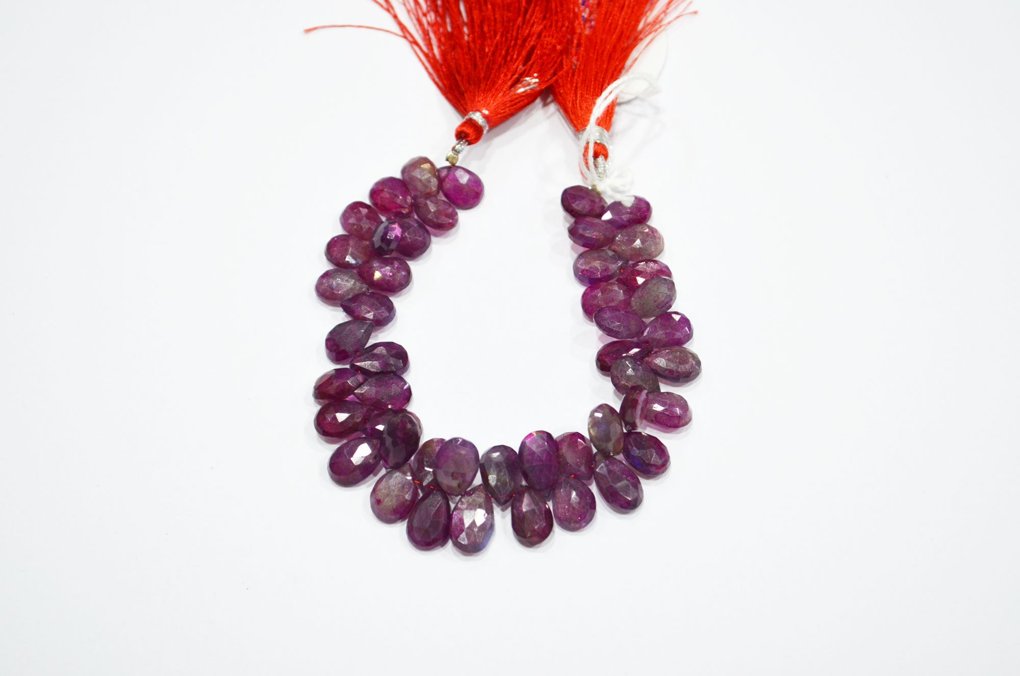 Ruby Color Coated Labradorite Pear Shape Beads , 7 Inches , 7.50x10 - 8x12.50 mm , 32259