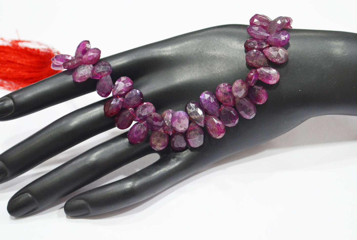 Ruby Color Coated Labradorite Pear Shape Beads , 7 Inches , 7.50x10 - 8x12.50 mm , 32259