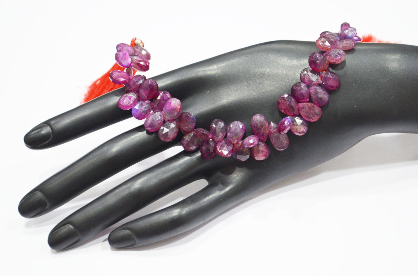 Ruby Color Coated Labradorite Pear Shape Beads , 7 Inches , 7.50x9 - 7.50x10 mm , 32261