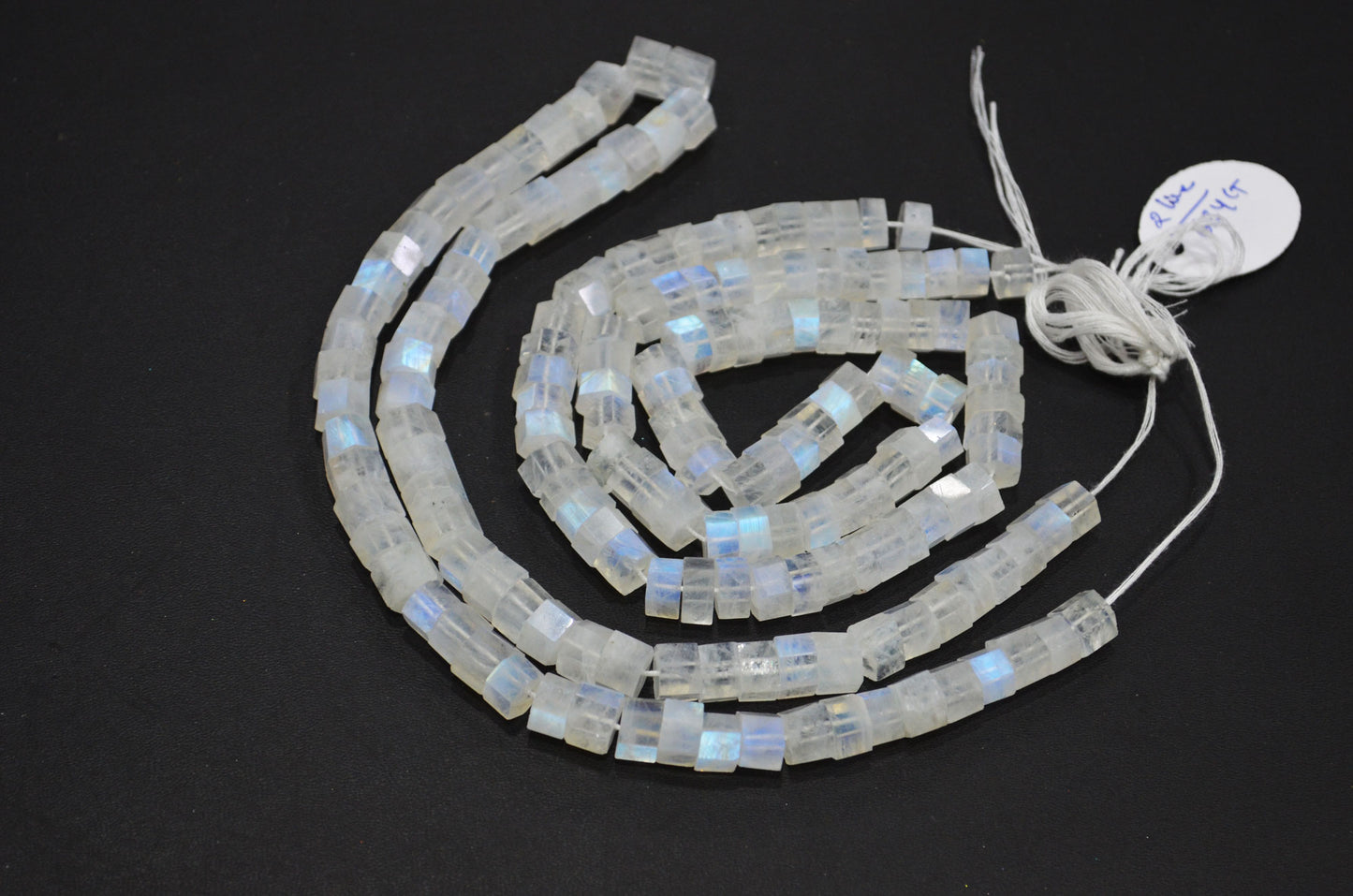 Natural Rainbow Moonstone Bolts Shape Beads , Sold By Strand , 18 Inches , 7.50 - 9 mm , 32271
