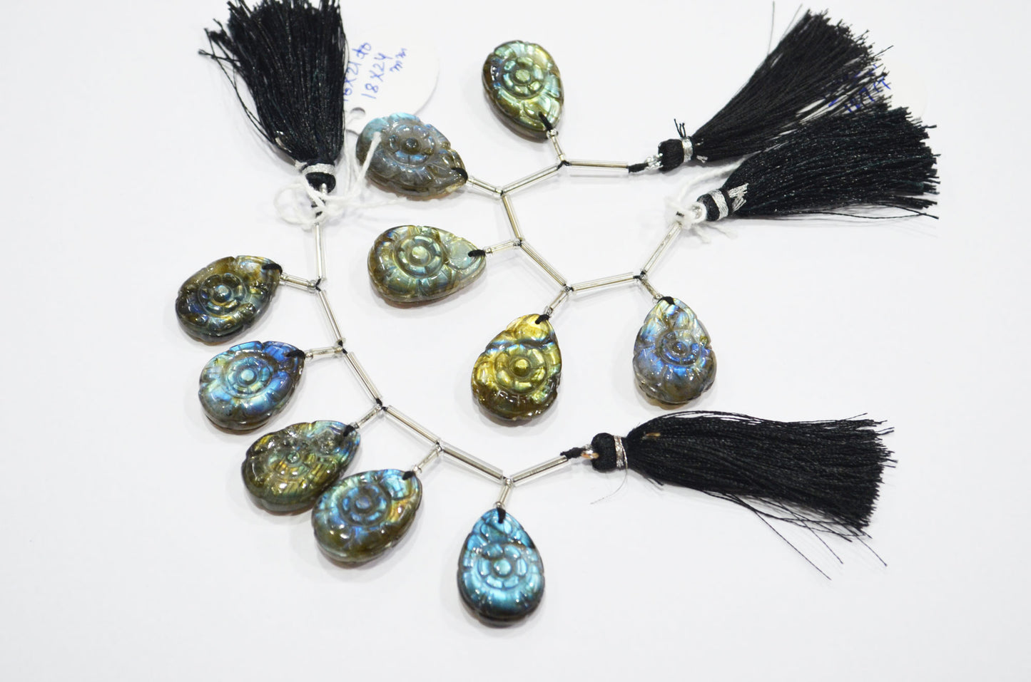 5 Pieces In A Strand Labradorite Carved Pear Shape Beads , Sold By Strand , 16x21 - 18x25 mm , 32272