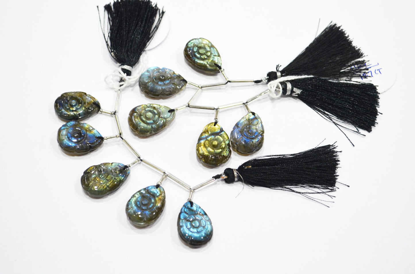 5 Pieces In A Strand Labradorite Carved Pear Shape Beads , Sold By Strand , 16x21 - 18x25 mm , 32272