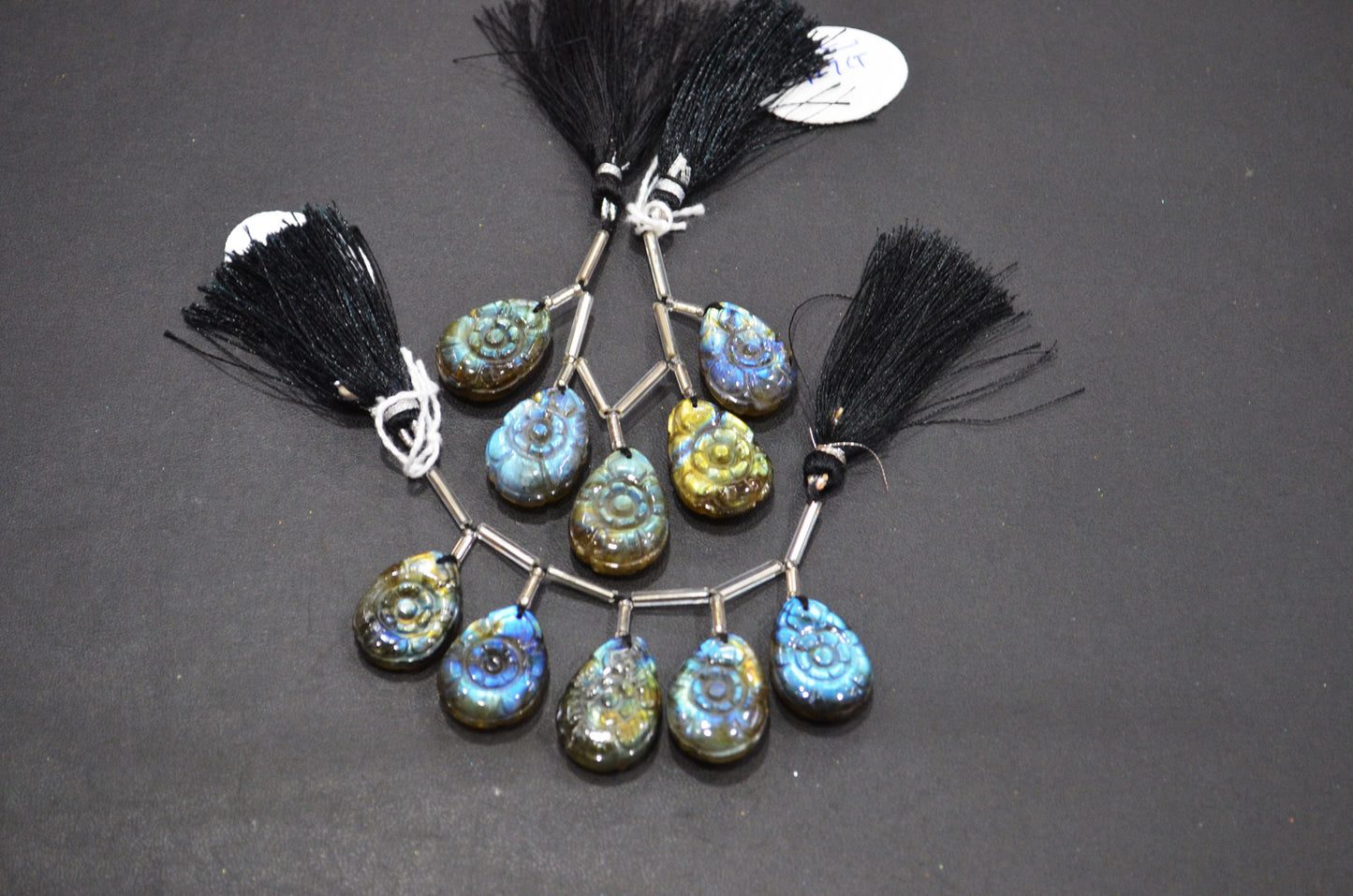 5 Pieces In A Strand Labradorite Carved Pear Shape Beads , Sold By Strand , 16x21 - 18x25 mm , 32272