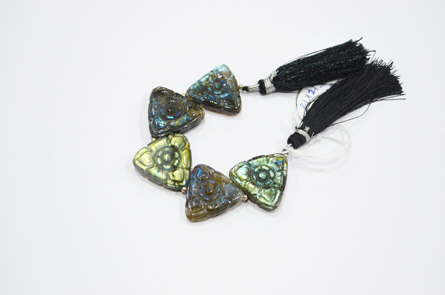 5 Pieces In A Strand Labradorite Carved Trillion Shape Beads , Sold By Strand , 21x21 - 22x22 mm , 32274