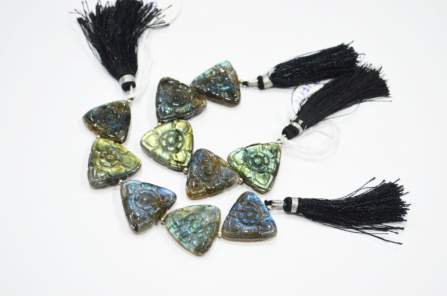 5 Pieces In A Strand Labradorite Carved Trillion Shape Beads , Sold By Strand , 21x21 - 22x22 mm , 32274
