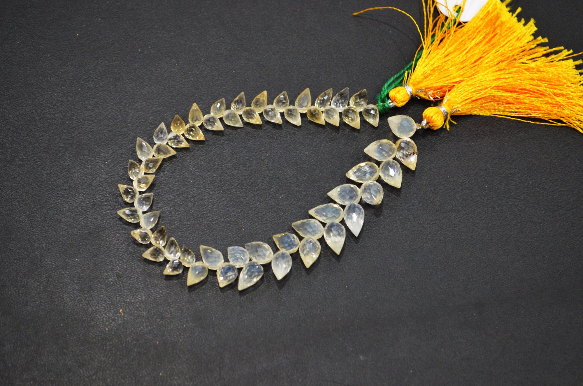 Natural Shaded Citrine Diagonal Drill Tear Drops Shape Beads , 8 Inches , 5x7 - 7x10 mm , 32275
