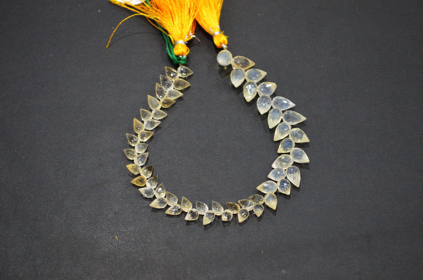 Natural Shaded Citrine Diagonal Drill Tear Drops Shape Beads , 8 Inches , 5x7 - 7x10 mm , 32275