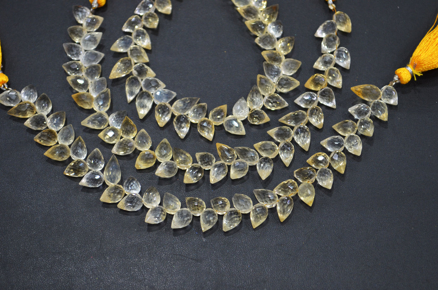 Natural Shaded Citrine Diagonal Drill Tear Drops Shape Beads , Sold By Strand , 8 Inches , 6.50x10.50 - 7x11.50 mm , 32278