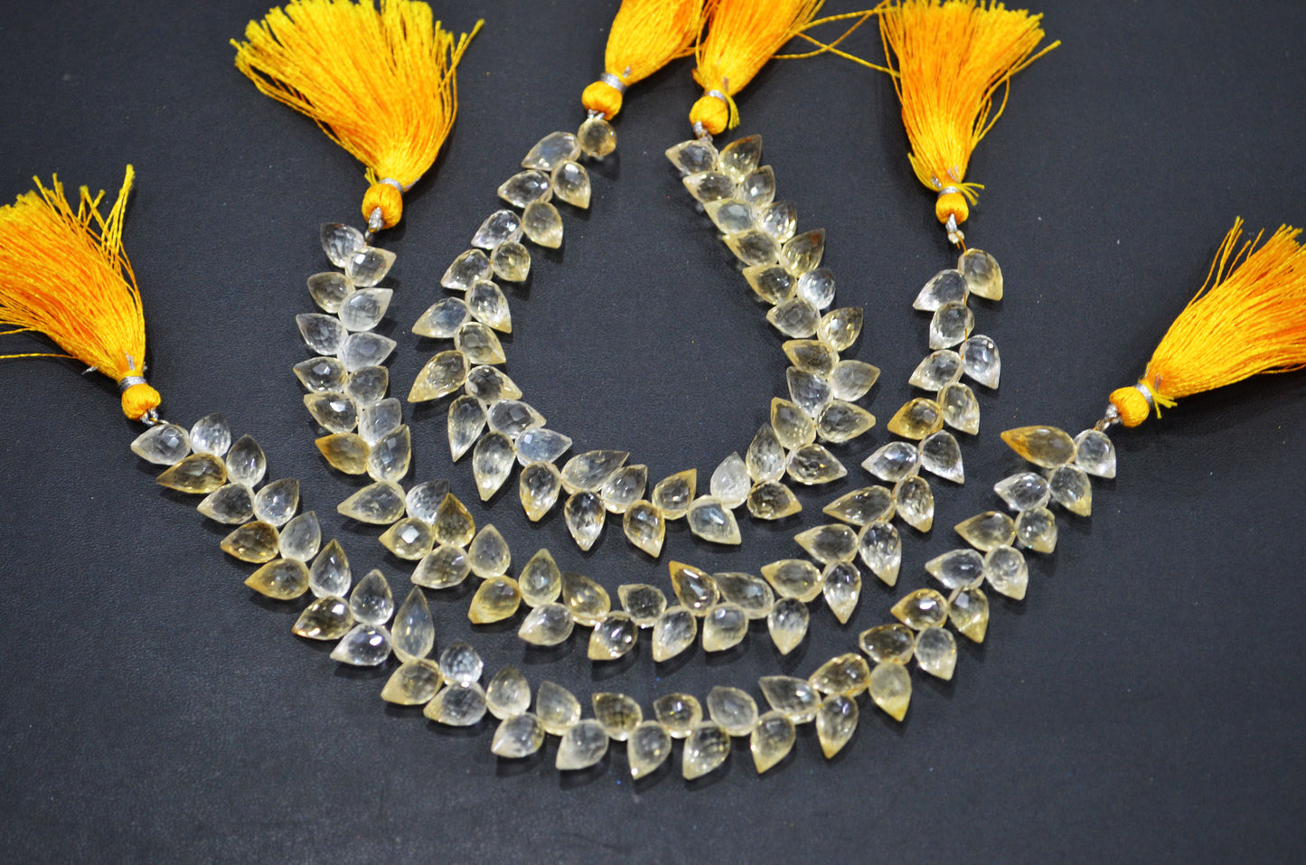 Natural Shaded Citrine Diagonal Drill Tear Drops Shape Beads , Sold By Strand , 8 Inches , 6.50x10.50 - 7x11.50 mm , 32278