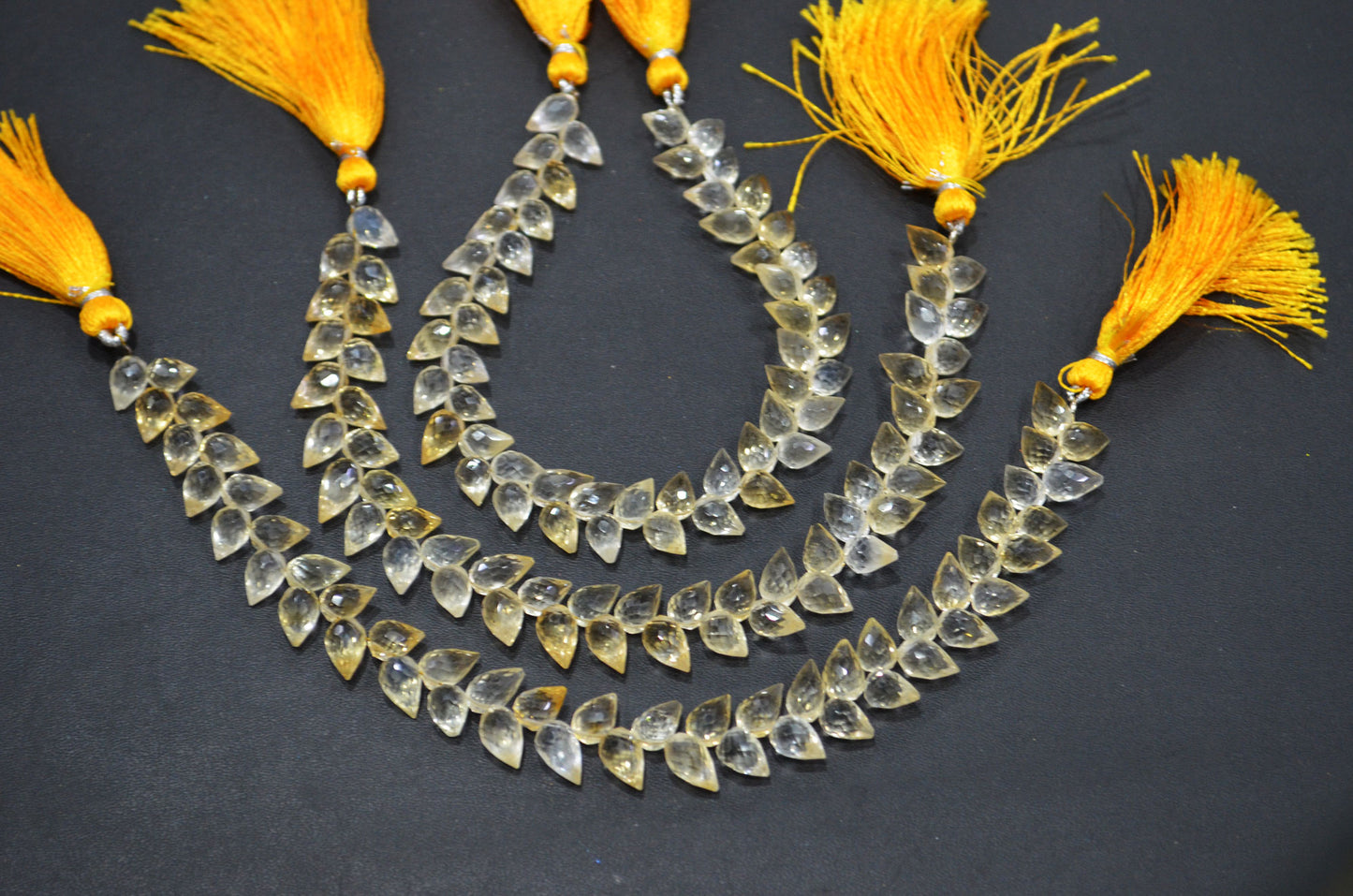Natural Shaded Citrine Diagonal Drill Tear Drops Shape Beads , Sold By Strand , 8 Inches , 6x8 - 6x10 mm , 32280