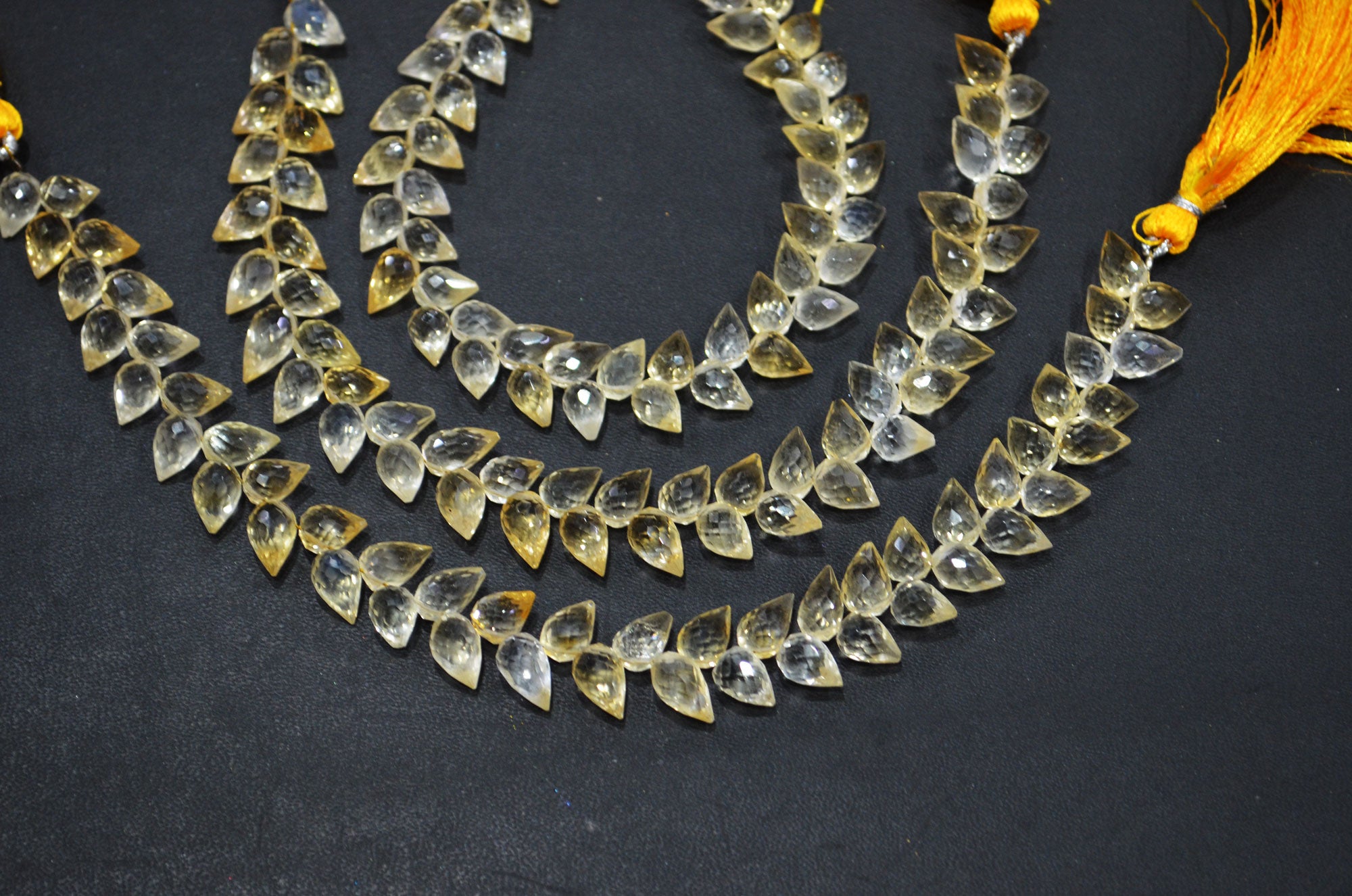 Natural Shaded Citrine Diagonal Drill Tear Drops Shape Beads , Sold By Strand , 8 Inches , 6x8 - 6x10 mm , 32280