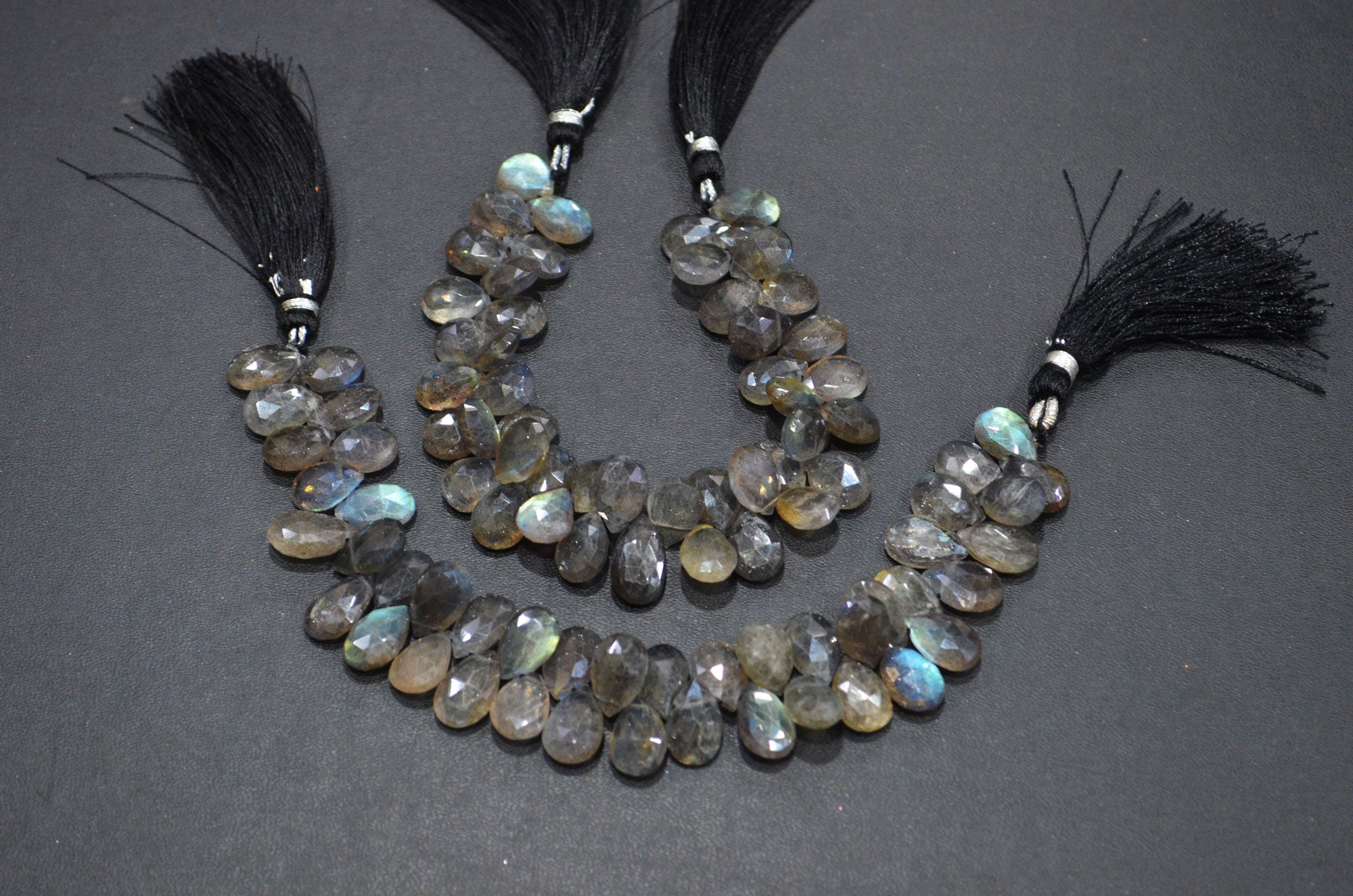 Labradorite Pear Shape Beads , Sold By Strand , 7 Inches , 8x11 - 9x13.50 mm , 32321