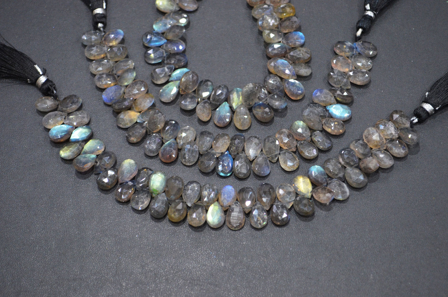 Labradorite Pear Shape Beads , Sold By Strand , 7 Inches , 7x9 - 7x12 mm , 32325