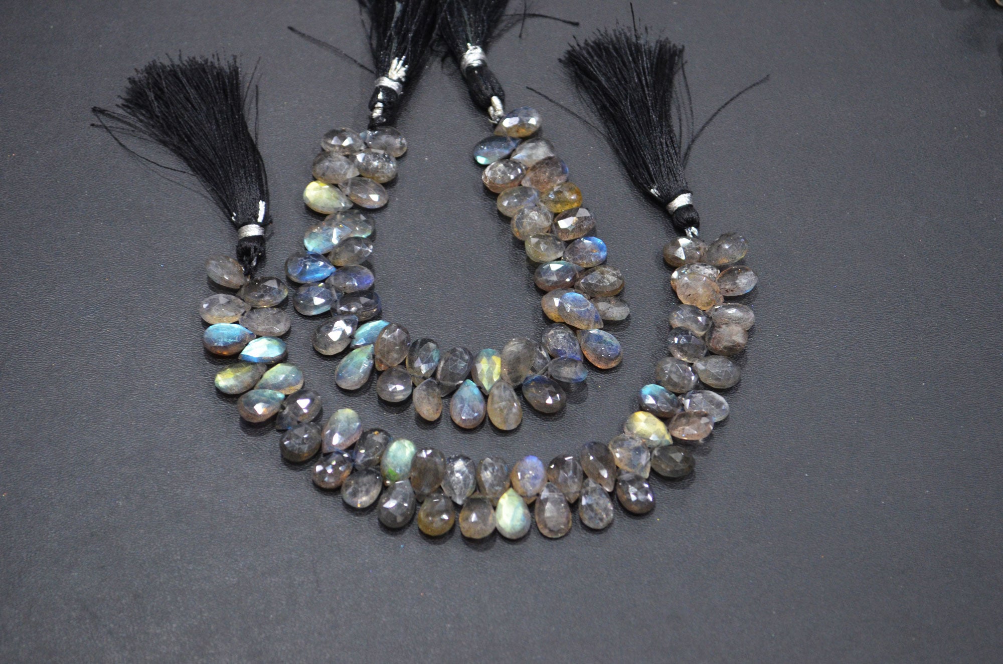 Labradorite Pear Shape Beads , Sold By Strand , 7 Inches , 7x9 - 7x12 mm , 32325