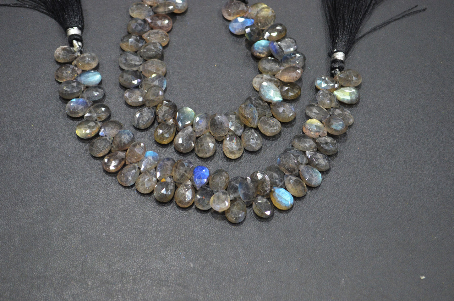 Labradorite Pear Shape Beads , Sold By Strand , 7 Inches , 7x10 - 8x11 mm , 32327