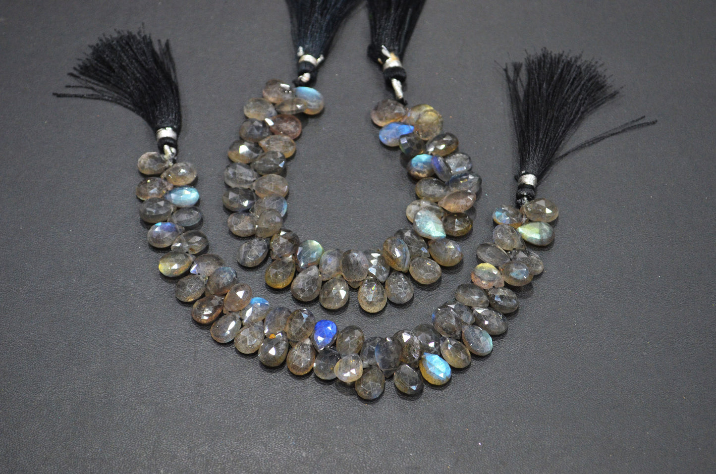 Labradorite Pear Shape Beads , Sold By Strand , 7 Inches , 7x10 - 8x11 mm , 32327