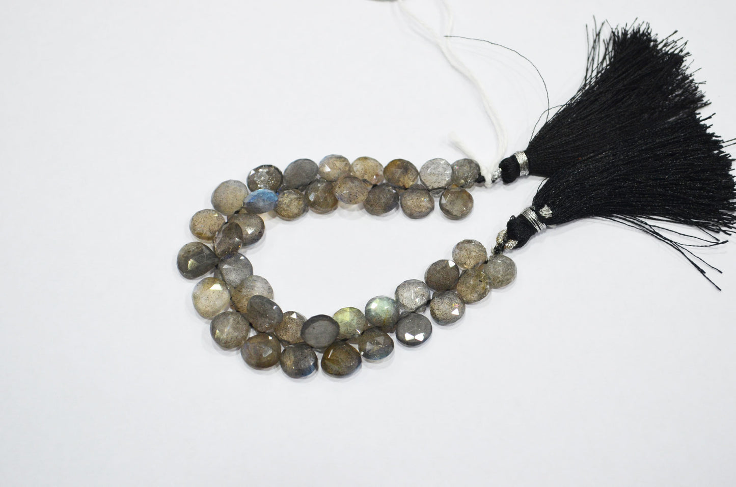 Labradorite Heart Shape Beads , 6 Inches , 8x8 - 9x9 mm , 32329