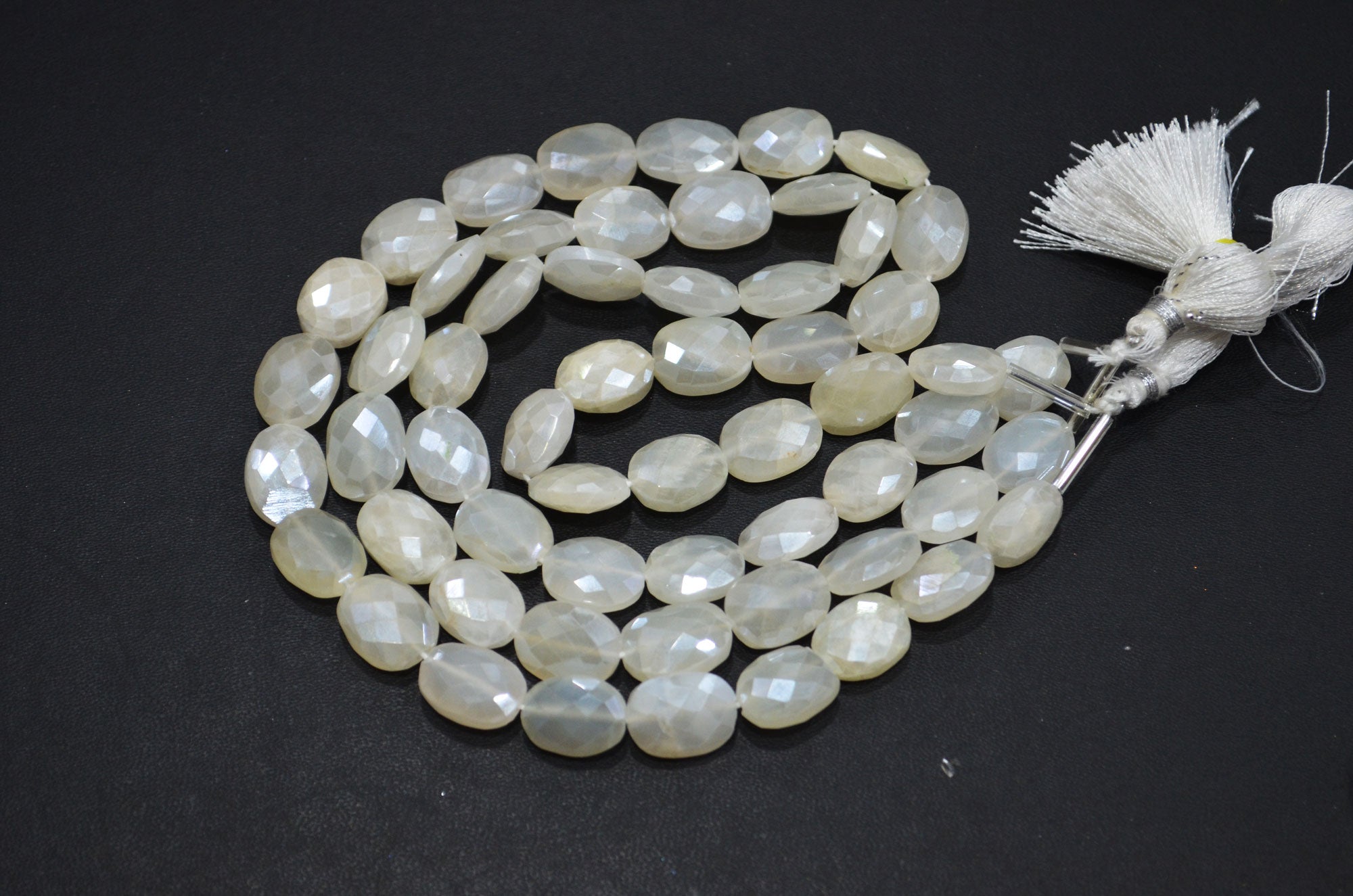 Mystic White Moonstone Oval Shape Beads , Sold By Strand , 16 Inches , 10.50x13 - 11x15 mm , 32334