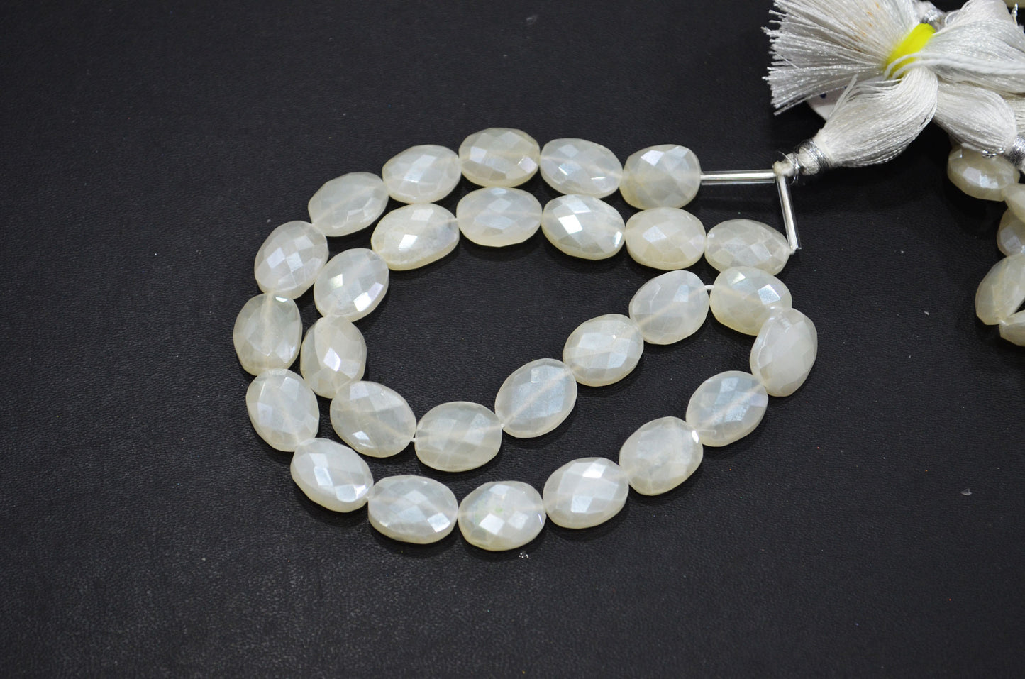 Mystic White Moonstone Oval Shape Beads , Sold By Strand , 16 Inches , 11x13 - 11x15 mm , 32335