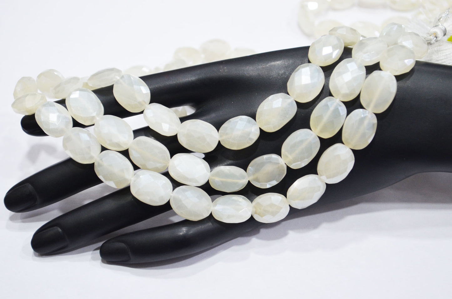Mystic White Moonstone Oval Shape Beads , Sold By Strand , 16 Inches , 11x13 - 11x15 mm , 32335