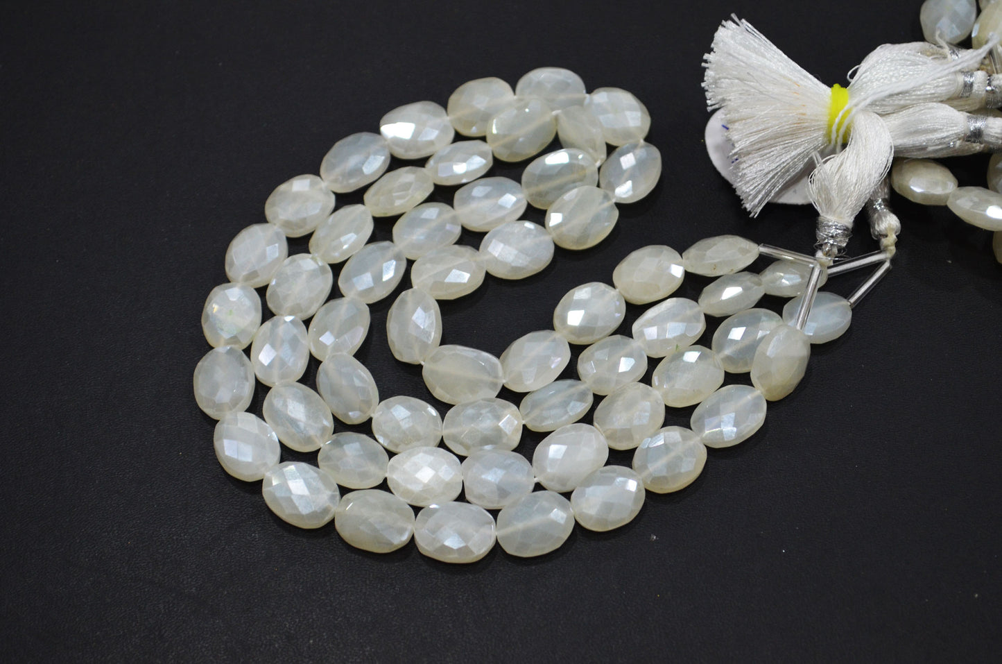 Mystic White Moonstone Oval Shape Beads , Sold By Strand , 16 Inches , 11x13 - 11x15 mm , 32335