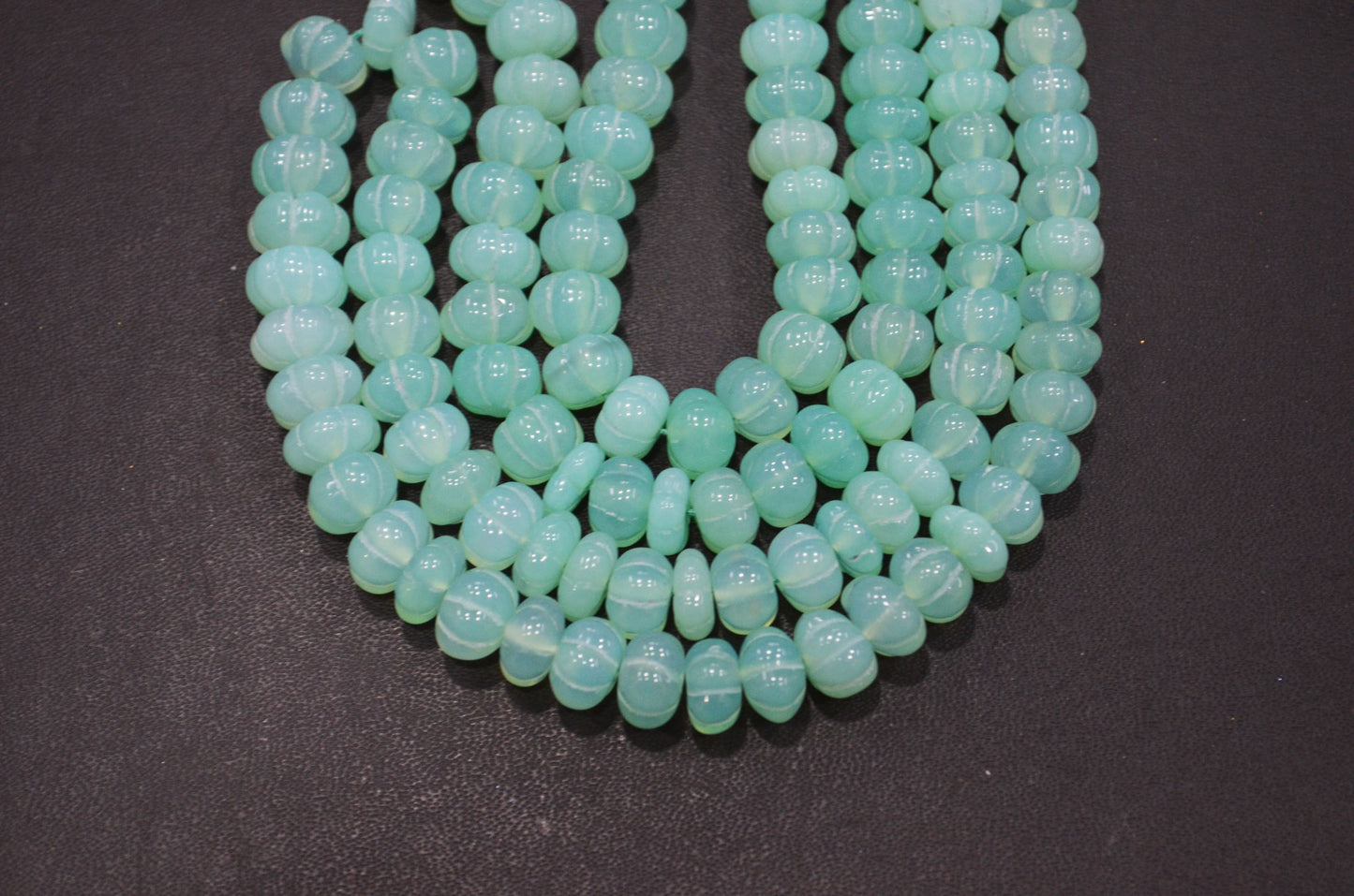 Chrysoprase Chalcedony Carved Melon Shape Beads , Sold By Strand , 9 - 10 mm , 16 Inches , 32344