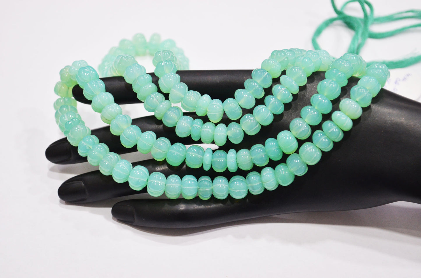 Chrysoprase Chalcedony Carved Melon Shape Beads , Sold By Strand , 9 - 10 mm , 16 Inches , 32344