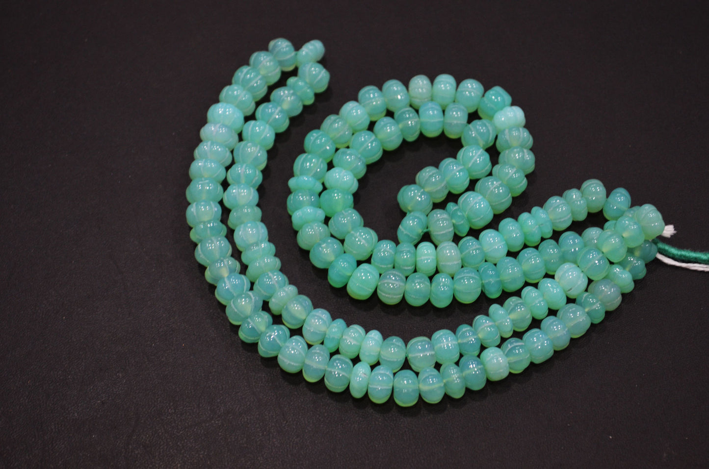 Chrysoprase Chalcedony Carved Melon Shape Beads , Sold By Strand , 9 - 10 mm , 16 Inches , 32344