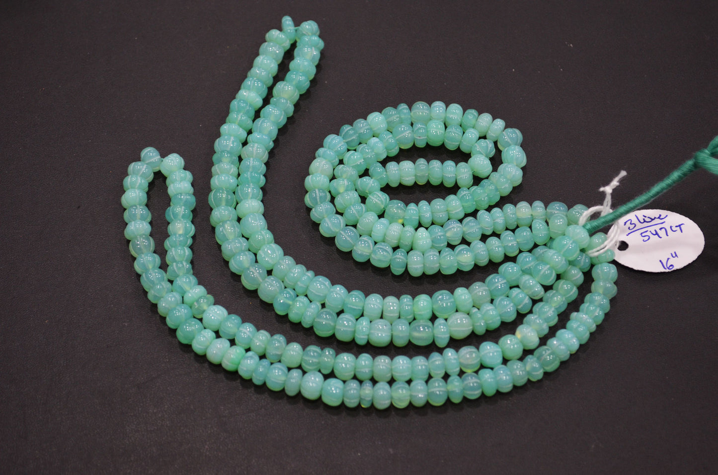 Chrysoprase Chalcedony Carved Melon Shape Beads , Sold By Strand , 7.50 - 8 mm , 16 Inches , 32347