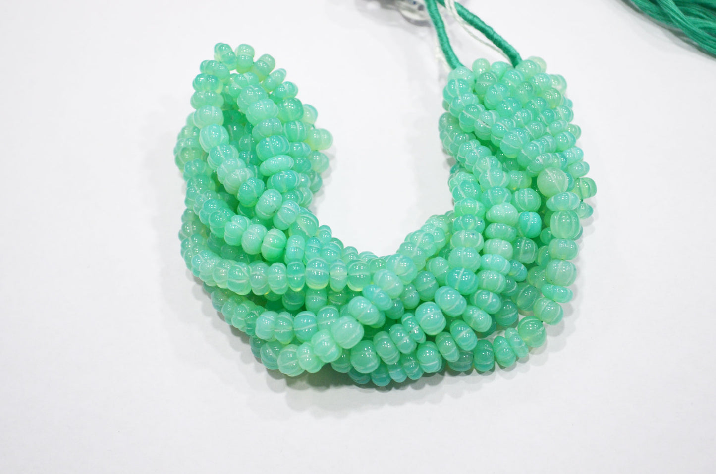 Chrysoprase Chalcedony Carved Melon Shape Beads , Sold By Strand , 7.50 - 8 mm , 16 Inches , 32347