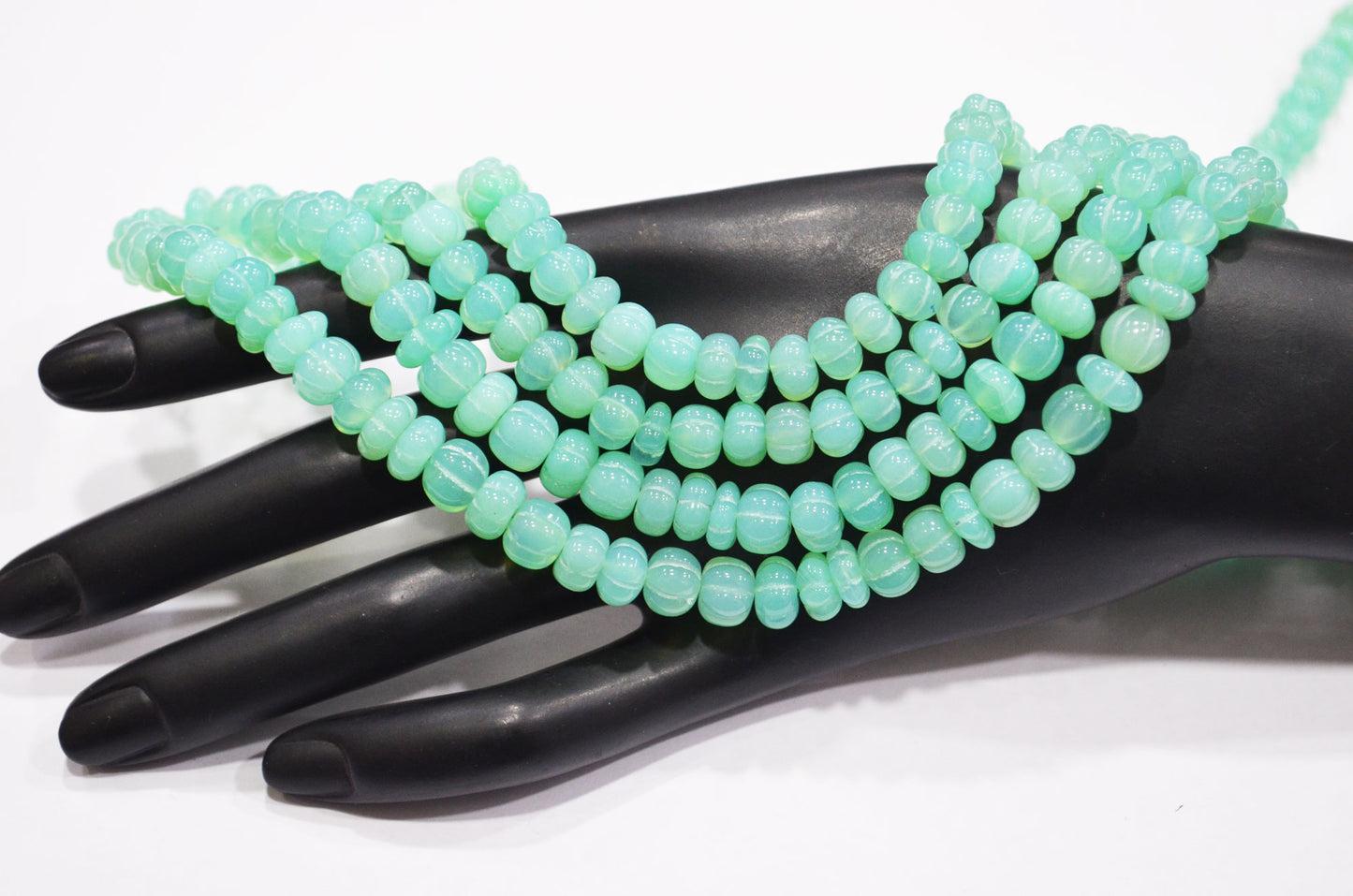 Chrysoprase Chalcedony Carved Melon Shape Beads , Sold By Strand , 7.50 - 8 mm , 16 Inches , 32347