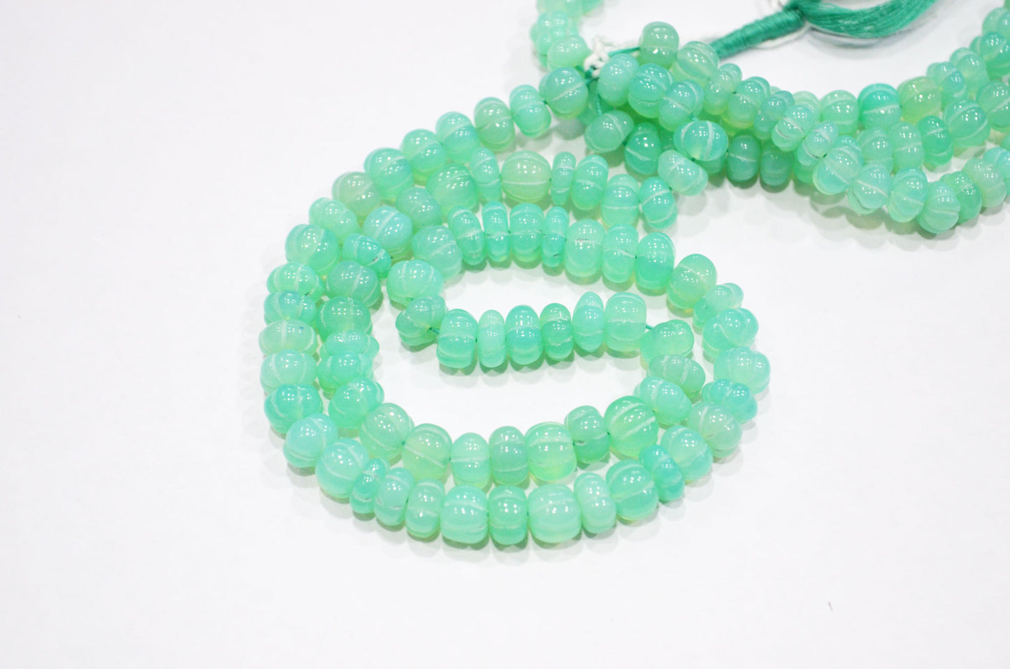 Chrysoprase Chalcedony Carved Melon Shape Beads , Sold By Strand , 7.50 - 8 mm , 16 Inches , 32347