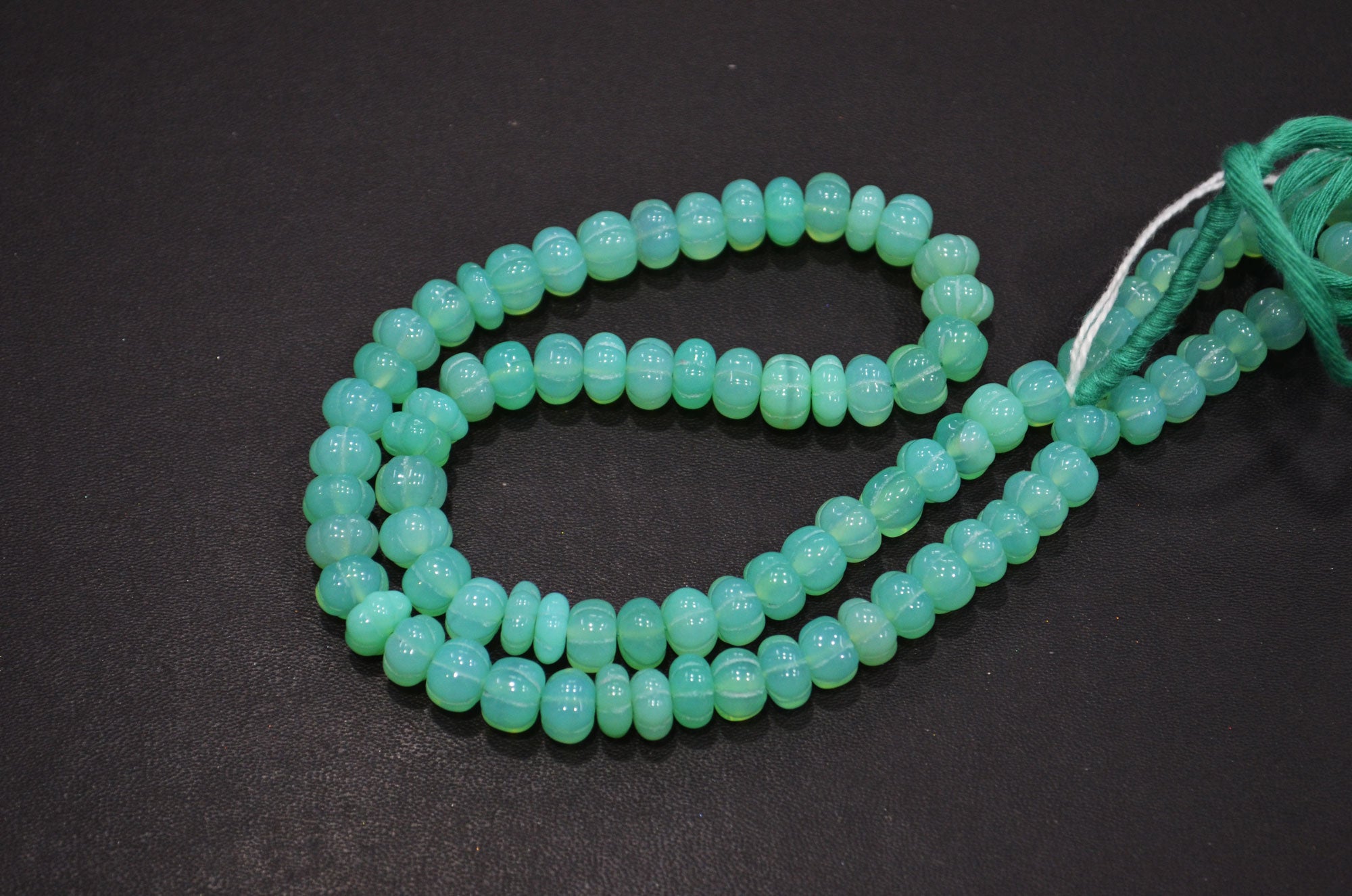 Chrysoprase Chalcedony Carved Melon Shape Beads , Sold By Strand , 8 - 8.50 mm , 16 Inches , 32350