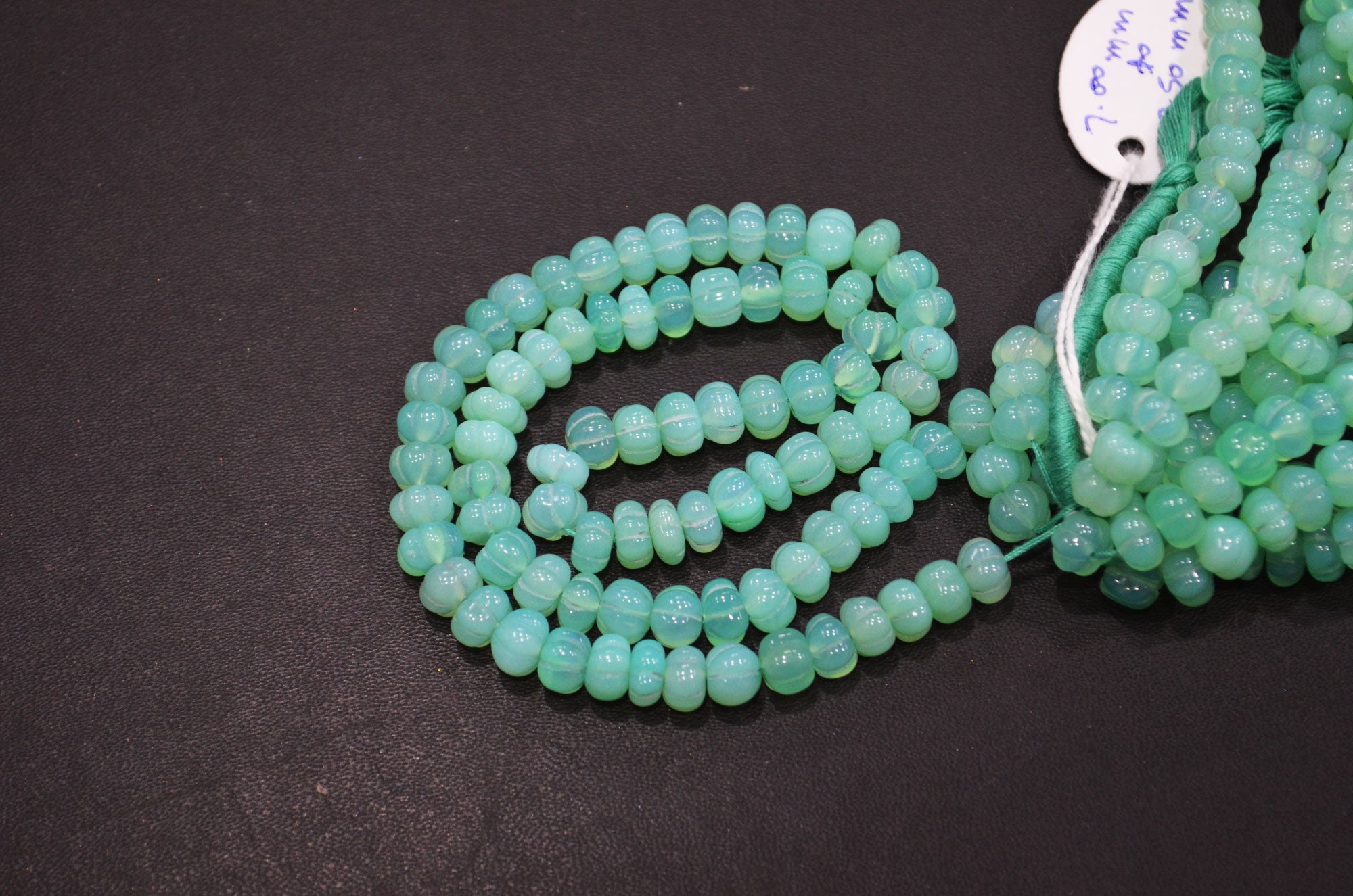 Chrysoprase Chalcedony Carved Melon Shape Beads , Sold By Strand , 7 - 7.50 mm , 16 Inches , 32351