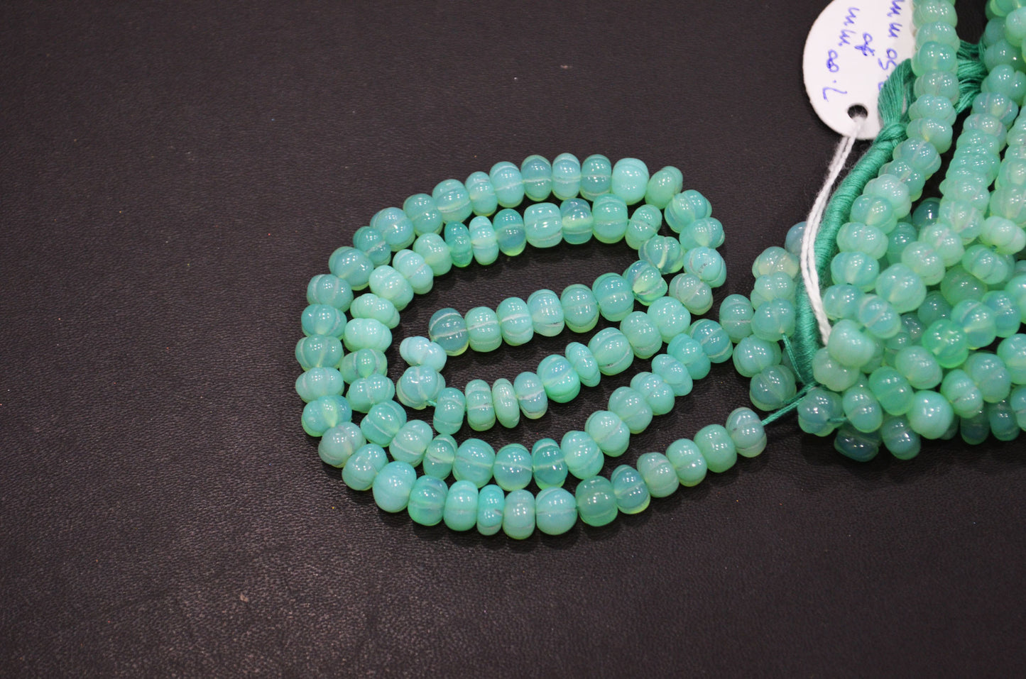 Chrysoprase Chalcedony Carved Melon Shape Beads , Sold By Strand , 7 - 7.50 mm , 16 Inches , 32351